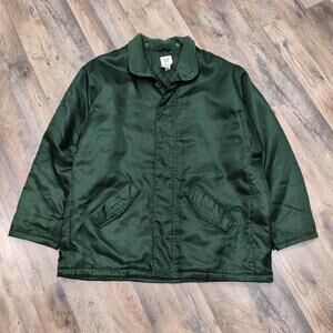 Gap Jacket Mens Large Green Nylon Insulated Full Zip Parka Quilted Winter Coat